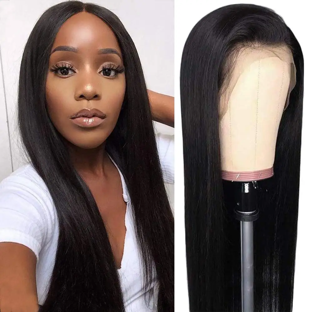 Lace Front Wigs Sythetic Hair, 130% Density with Baby Hair, Straight 13x4 Lace Frontal Wigs Sytnetic Hair for Black Women