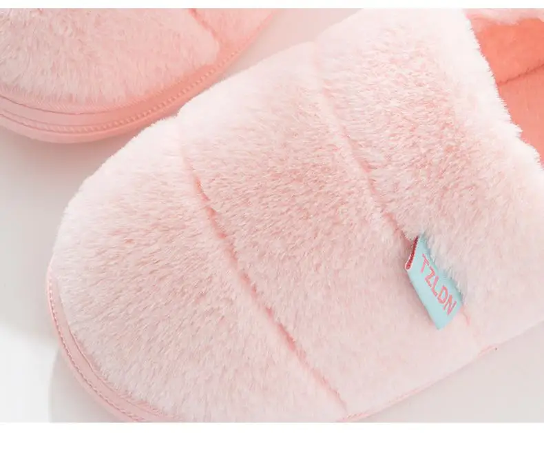 

2019 Women Winter Home Slippers Cute Cartoon Shoes Soft Winter Warm Indoor Home Couple Shoes Solid Color Plush Slippers Non-slip