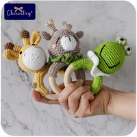 1pc baby wooden teether natural teething grasping toys mobile pram crib ring crochet rattle soother nursing educational toys