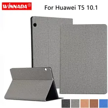 For Huawei MediaPad T5 10.1 case linen grain PU leather Stand Protective Case TPU Cover for HUAWEI T5-10 AGS2-W09 AGS2-L09 Coque