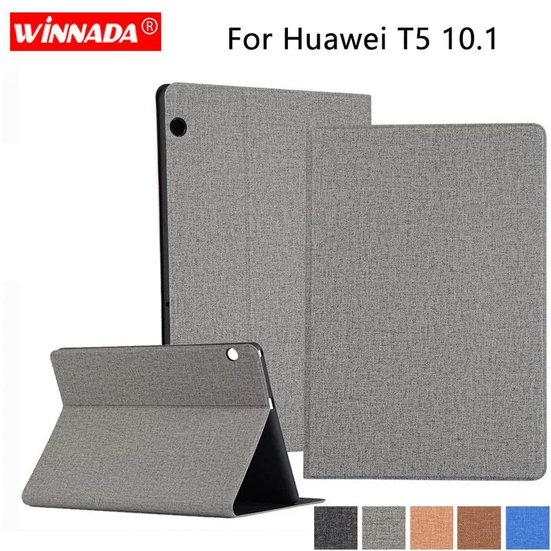 Чехол для Huawei MediaPad T5 10 1 с льняной текстурой из искусственной кожи подставкой