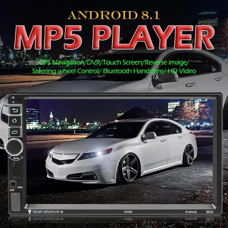 8802 7 дюймов Экран Bluetooth автомобильный стерео Android 8,1 gps Nav Wi-Fi USB Радио зеркальное изображение двунаправленный рассеивания тепла