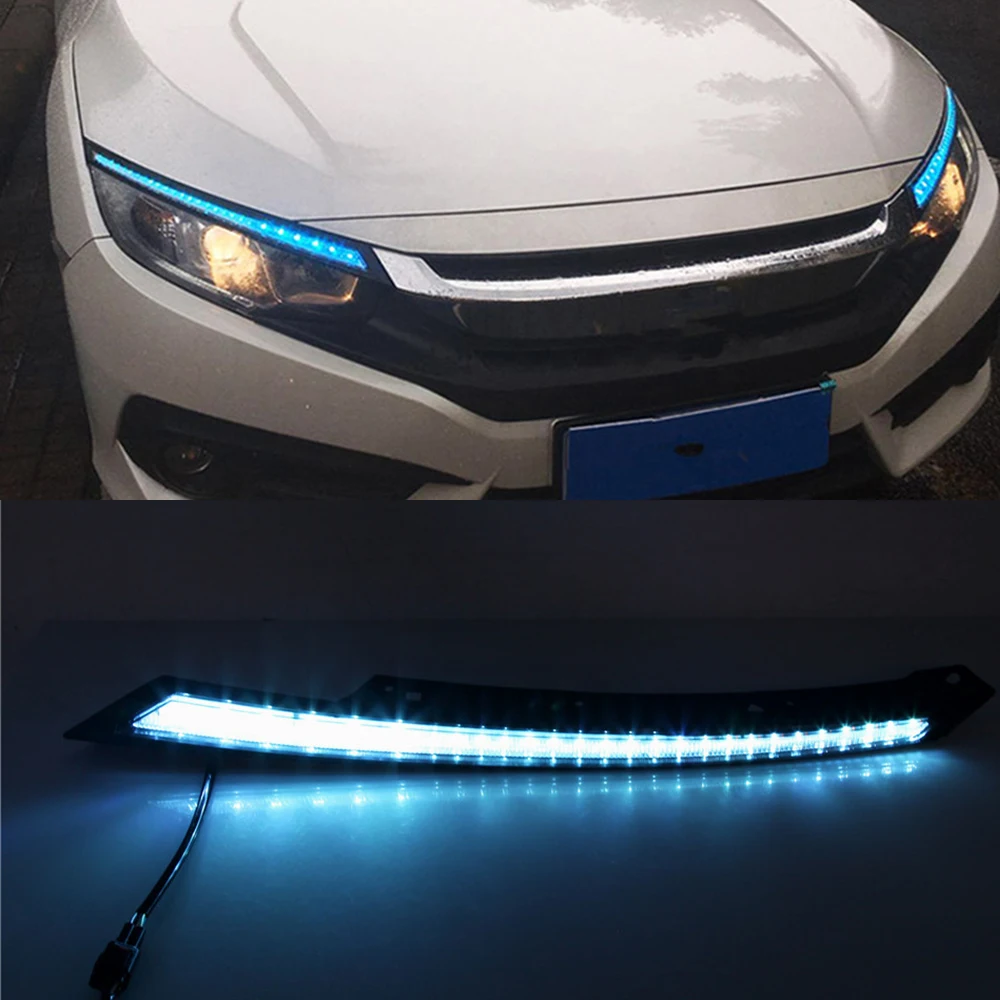 Для Honda Civic 2016 2017 2018 2019 2020 мигающий светодиодный налобный фонарь дневные ходовые
