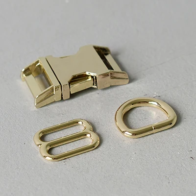 Gold 1 комплект позолоченная металлическая пряжка 3/"(20 мм) d-образное кольцо полукольцевая застежка для ленты ранец пряжка ремня tri-glides ползунки хорошее качество - Цвет: Gold
