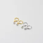 Серьги из стерлингового серебра 925 пробы, модные круглые серьги с цветком из циркония, жемчужные серьги с пряжкой, красивые серьги для женщин и девушек, украшения для ушей