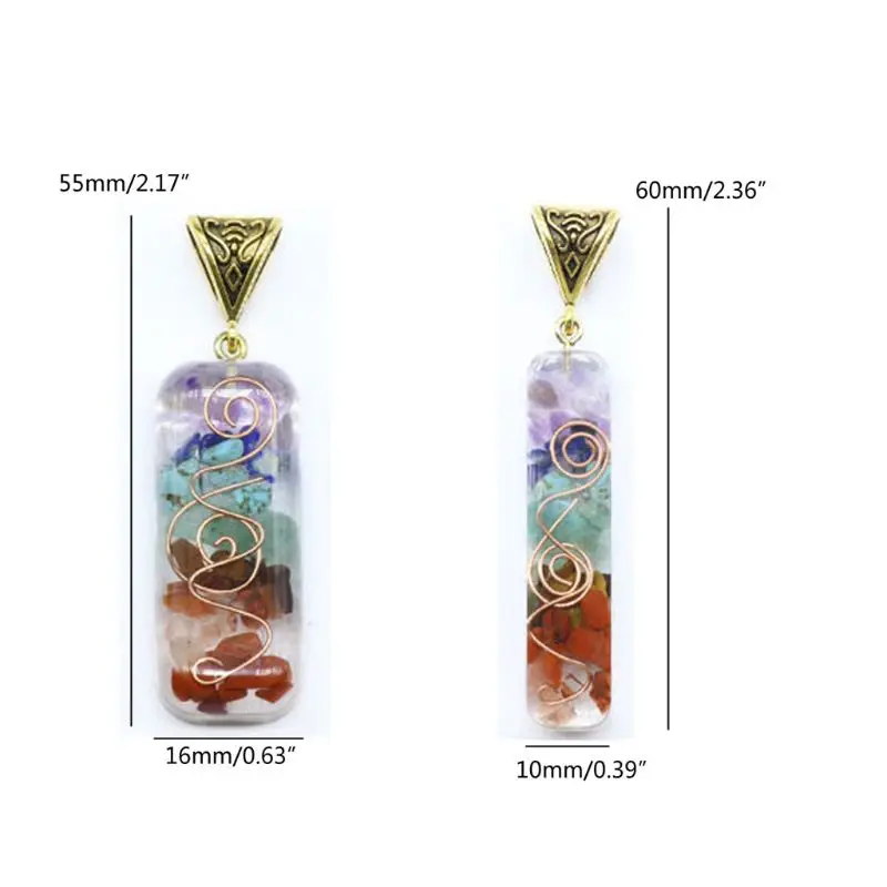 

7 Chakras Crystals Stones Orgone Pendant Energy Orgonite Hex Chakra Necklace