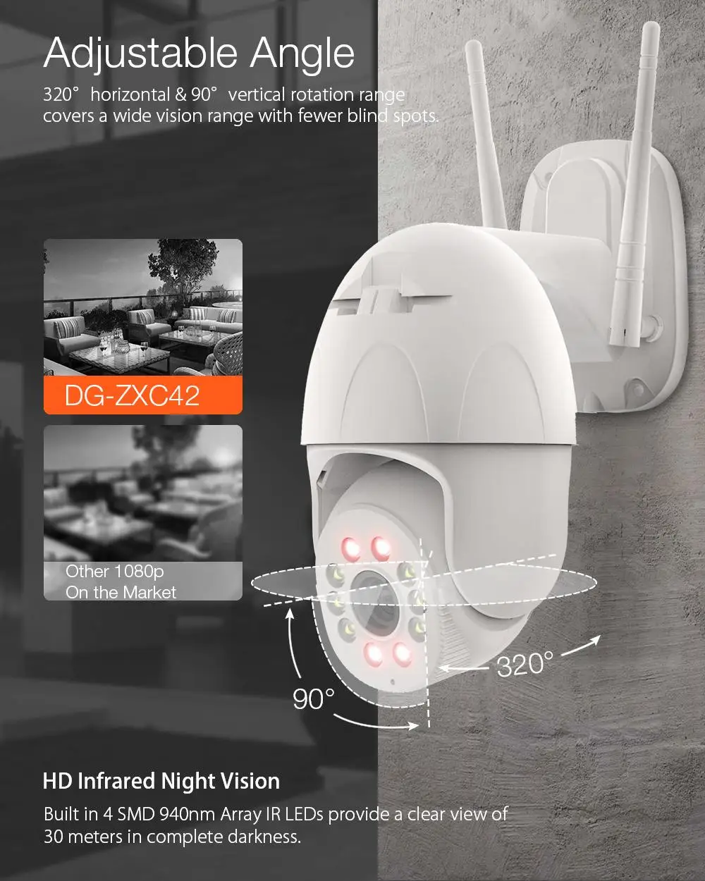 

1080P PTZ WiFi IP Camera Outdoor 4X Optical Zoom AI Human Detect Wireless Camera H.265 P2P ONVIF Night Vision Security Monitor