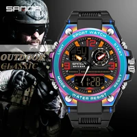 sanda new fashion dual time led digital watches mens waterproof chronograph mens sport quartz wrist watch saat relogio masculino