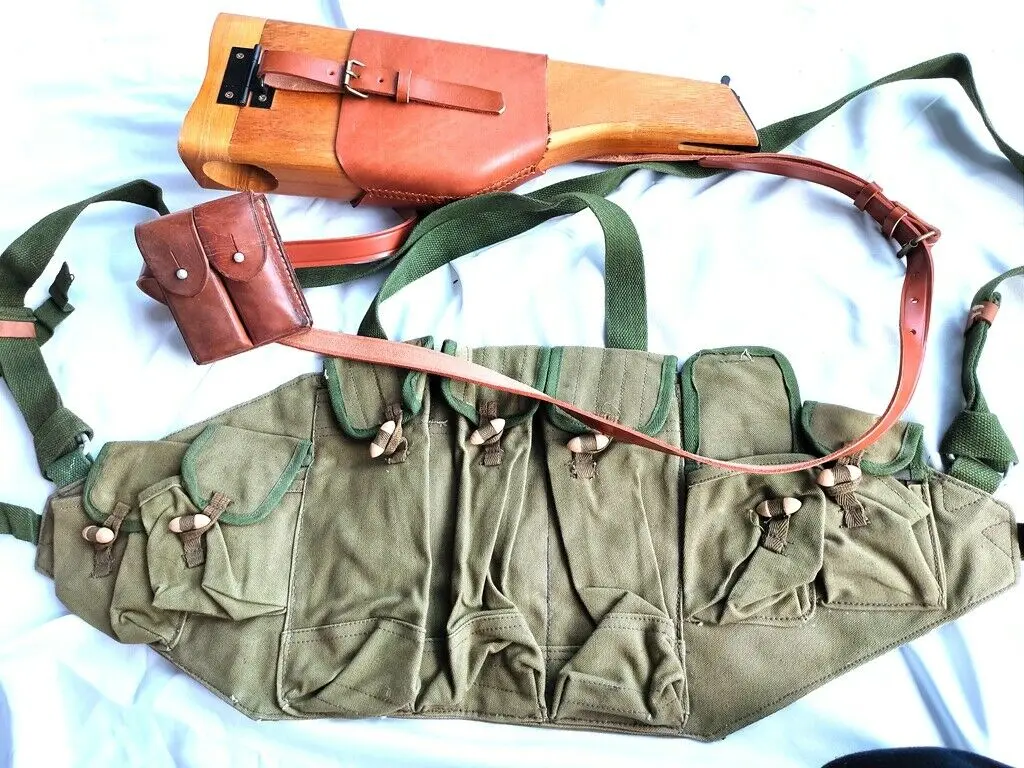 Tomwang201. Немецкая армейская кобура WW2 C96 MAUSER BROOMHANDLE и 56 нагрудных боеприпасов | Спорт
