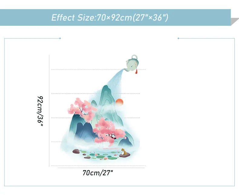 

Chinese Watercolor Landscape Scenery Wall Stickers Living Room Decoration Bedroom Study Porch Aisle Wall Decor Aesthetic Decals