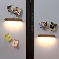 wooden portable sensor rechargeable night light led bedroom wall sensor magnetic key holder cabinet door hanging lamp