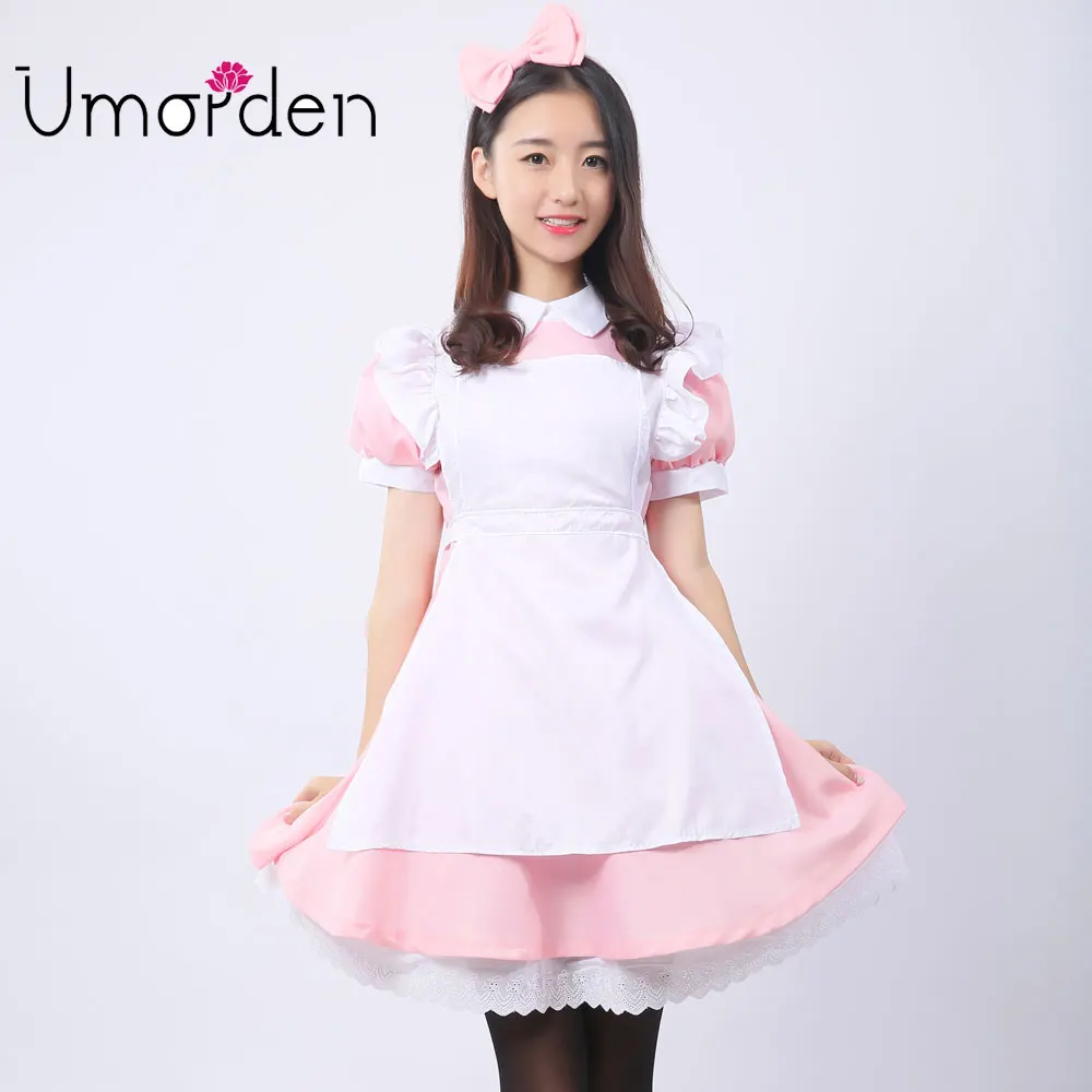 Umorden розовый женский костюм горничной, костюм Алисы в стране чудес, маскарадный костюм, платье лолиты