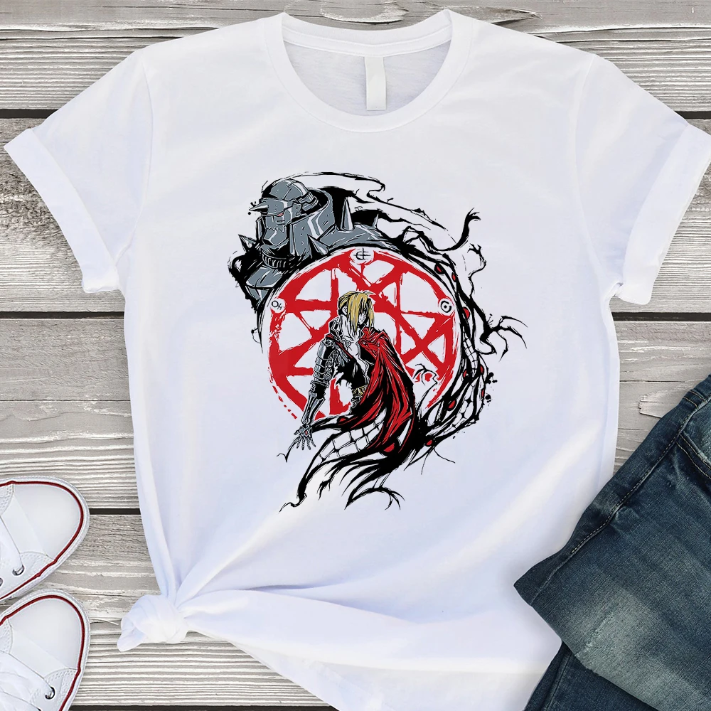 

Fullmetal Alchemist Europe and America Popular T-shirt Spring Basic White Women T shirt Plus Size Streetwear Vogue Edgy Shirt