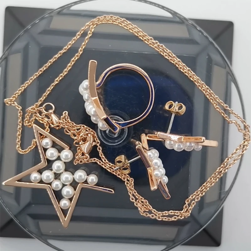 LONDANY Открытое кольцо с абстрактной звездой пентаграммой жемчугом розовым