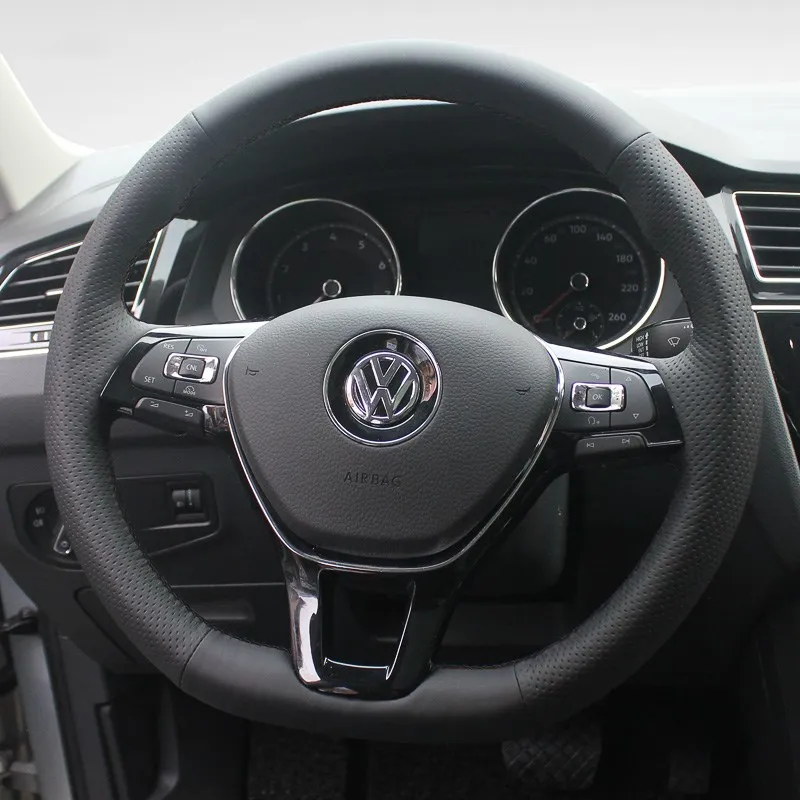 

DIY hand-stitched suede leather car steering wheel cover for Volkswagen CC Golf 7 Lamando Tiguan Magotan Lavida POLO