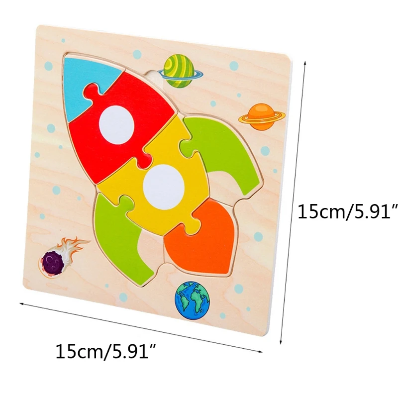 

066B 1Set Montessori Toy 3D Puzzle Busy Board Easy Tangram Cartoon Jigsaw for Activity Center Wooden Busy Board for Kids Baby