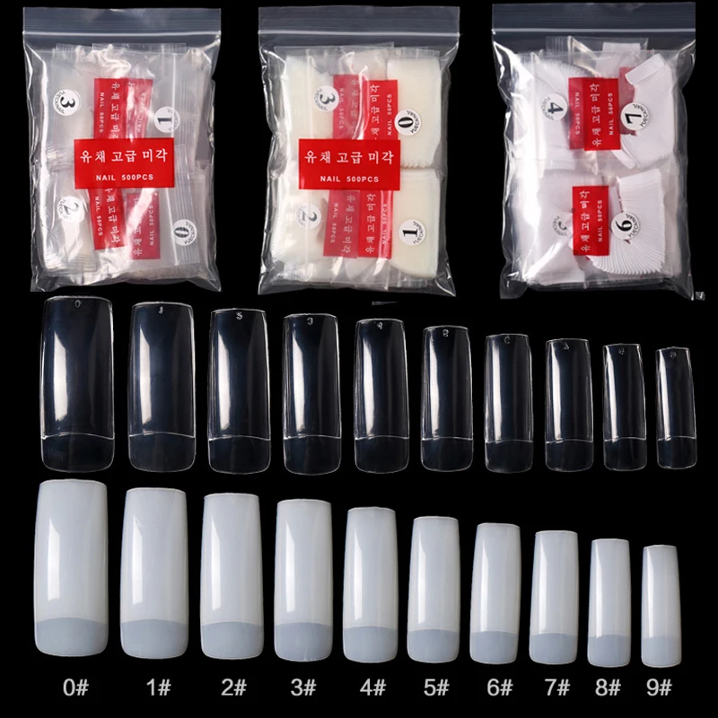 

500pcs/pack Half Cover French Tips False Nails Tips 10 SizesArtificial False Nails Acrylic Manicure for Nail Salon&DIY Nail Art