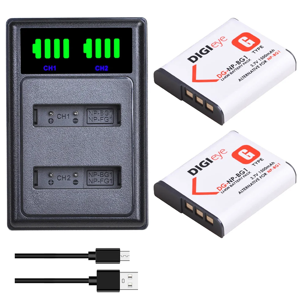 2шт NP BG1 FG1 NPBG1 батарея + LED двойной USB зарядное устройство для Sony Cyber Shot DSC H7 H9 H10 H20 H50