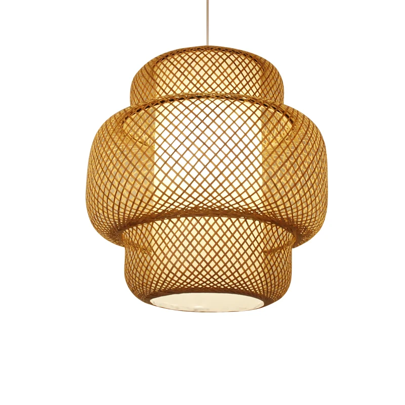 

Hot Japanese Chandelier Bamboo Art Lamp Zen New Chinese Style Style Tea Room Restaurant Bar Restaurant LED Bulbs Cord Pendant AC