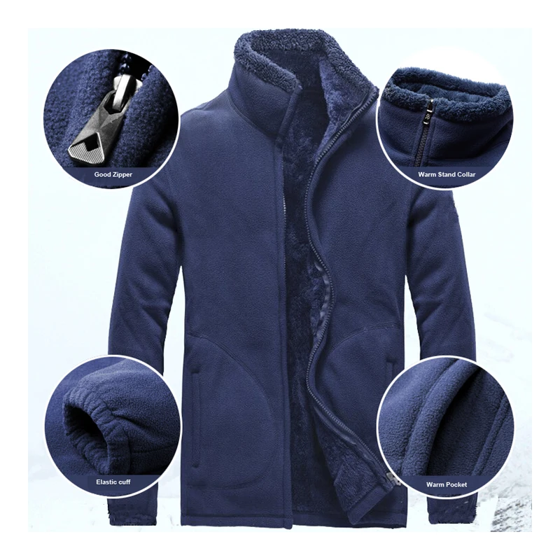 Мужская новая зимняя теплая флисовая Меховая куртка походная Лыжная с рыбками