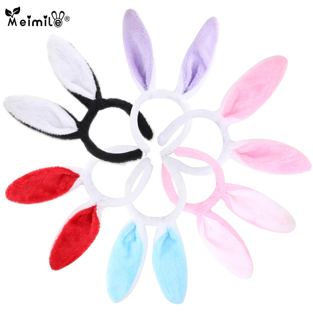 

Meimle headbands for girls plastic rabbit ears hair accessories cute bow headwear to kids fluff maked