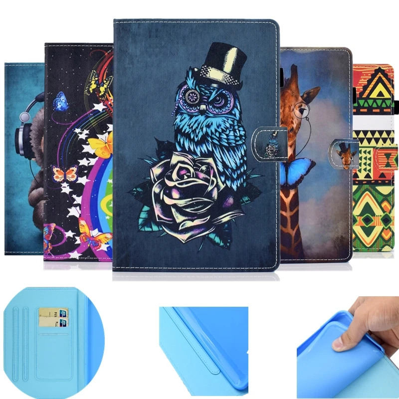 

for Samsung Galaxy Tab A SM-T510 SM-T515 Leather Soft Wallet Animals Printed Cover For Galaxy Tab A 2019 10.1" T515 Fundas Capa