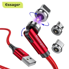 Essager Rotate Magnetic Cable Magnet Charger Micro USB Type C Cable 2.4A Fast Charging Mobile Phone Wire Cord For iPhone Xiaomi