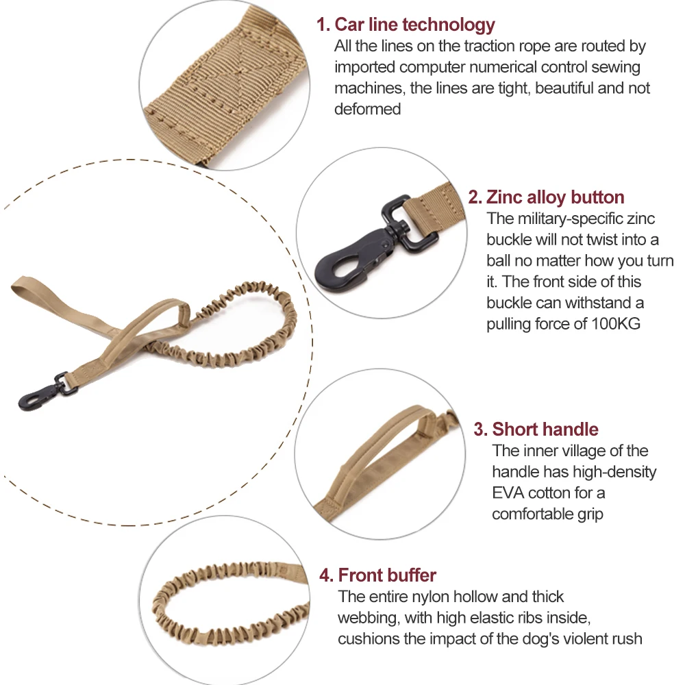 Тактический Эластичный поводок для собак и кошек Поводок домашних животных