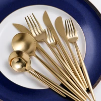stainless steel cutlery set western steak gift personalized tableware gold trim art couverts de table kitchen gadget sets kc50tz