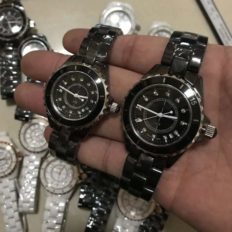 

Men Women Couple Watch Luxury France Brand Ceramics Sports Waterproof Wristwatch Black White Classic Vintage Men Watches Couple