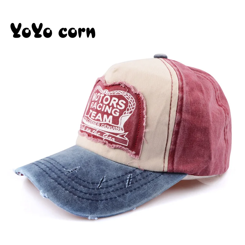 YOYOCORN, Весенняя хлопковая бейсболка, бейсболка, летняя кепка, хип-хоп облегающая Кепка, головные уборы для мужчин и женщин, разноцветные - Цвет: Blue plus deep red
