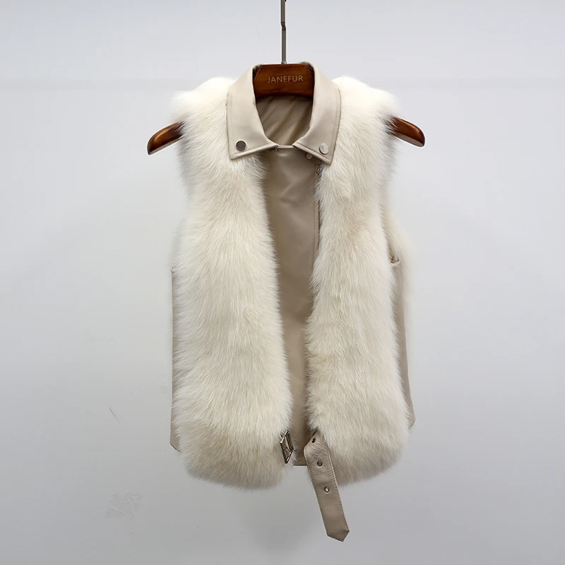 Меховой жилет из лисьего меха зимний модный меховой натуральной кожи для женщин |