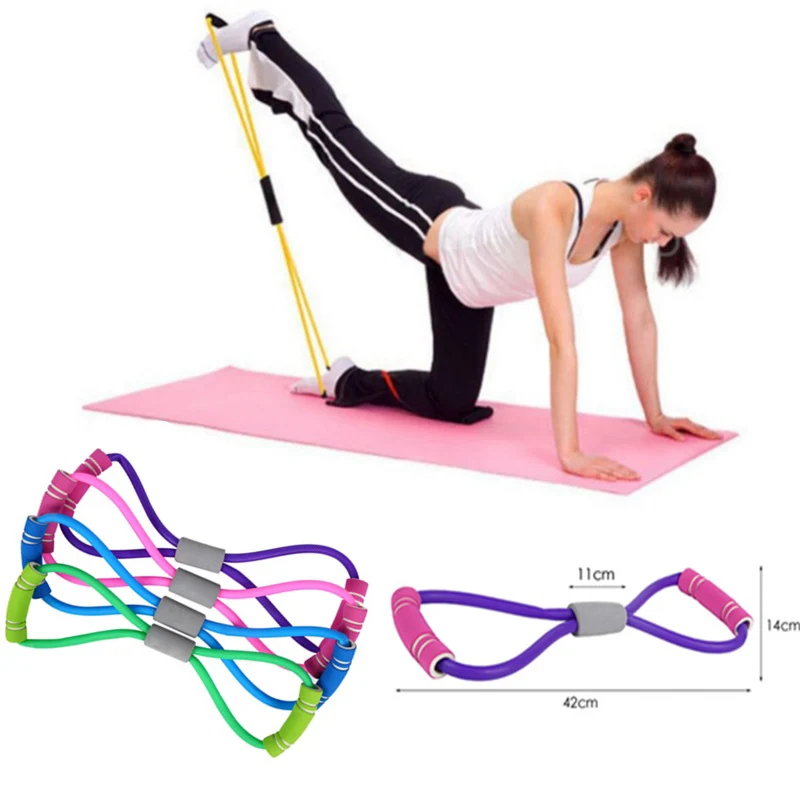 

Hot Yoga Gum Fitness Resistance 8 Word Chest Expander Rope Workout Muscle Trainning Rubber Elastic Bands for Sports Exercise