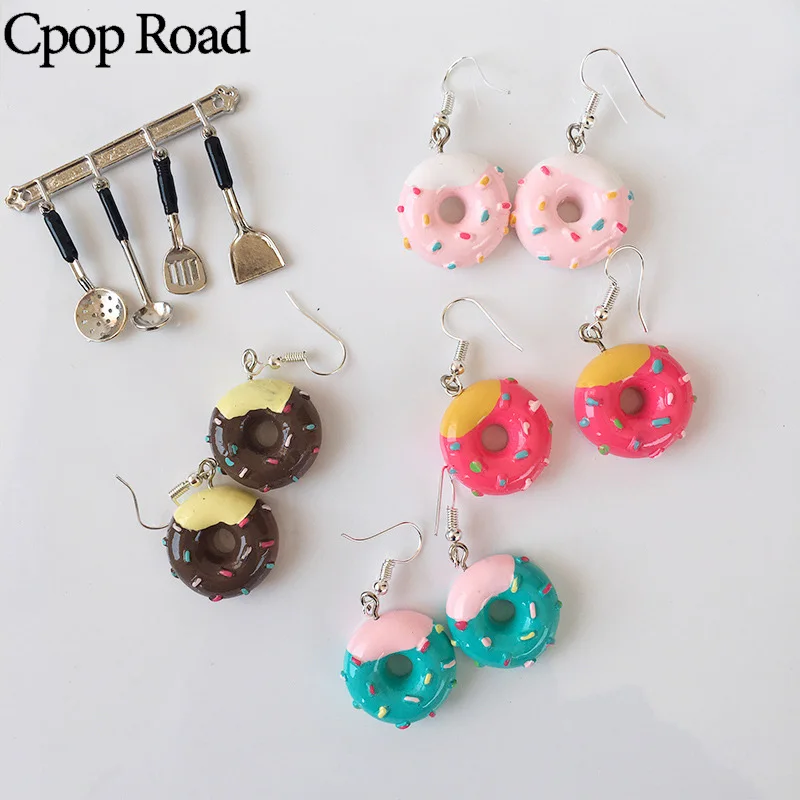 Cpop полимерные серьги для женщин эмуляция пончиков торт модные Висячие девушка