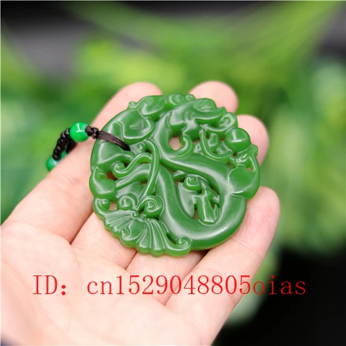 Натуральный зеленый китайский Нефритовый дракон кулон ожерелье очарование
