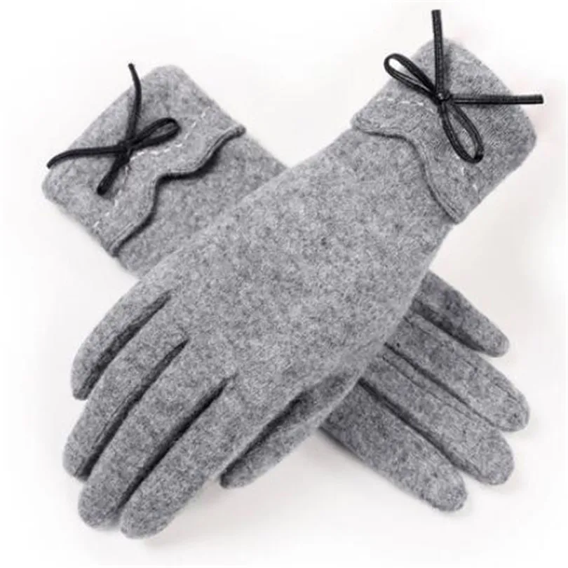 New 2 grey VISNXGI, осенне-зимние модные женские кашемировые перчатки, женские меховые шерстяные перчатки, милые элегантные Универсальные женские серые перчатки - Цвет: New 2 grey