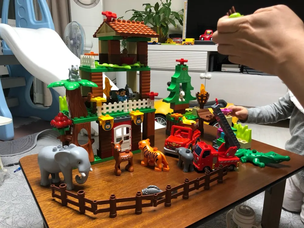 3 комплекта Конструкторы duplo наборы джунглей животных блоки Большой размер DIY enleten кирпичи совместимые Фигурки Игрушки для маленьких детей