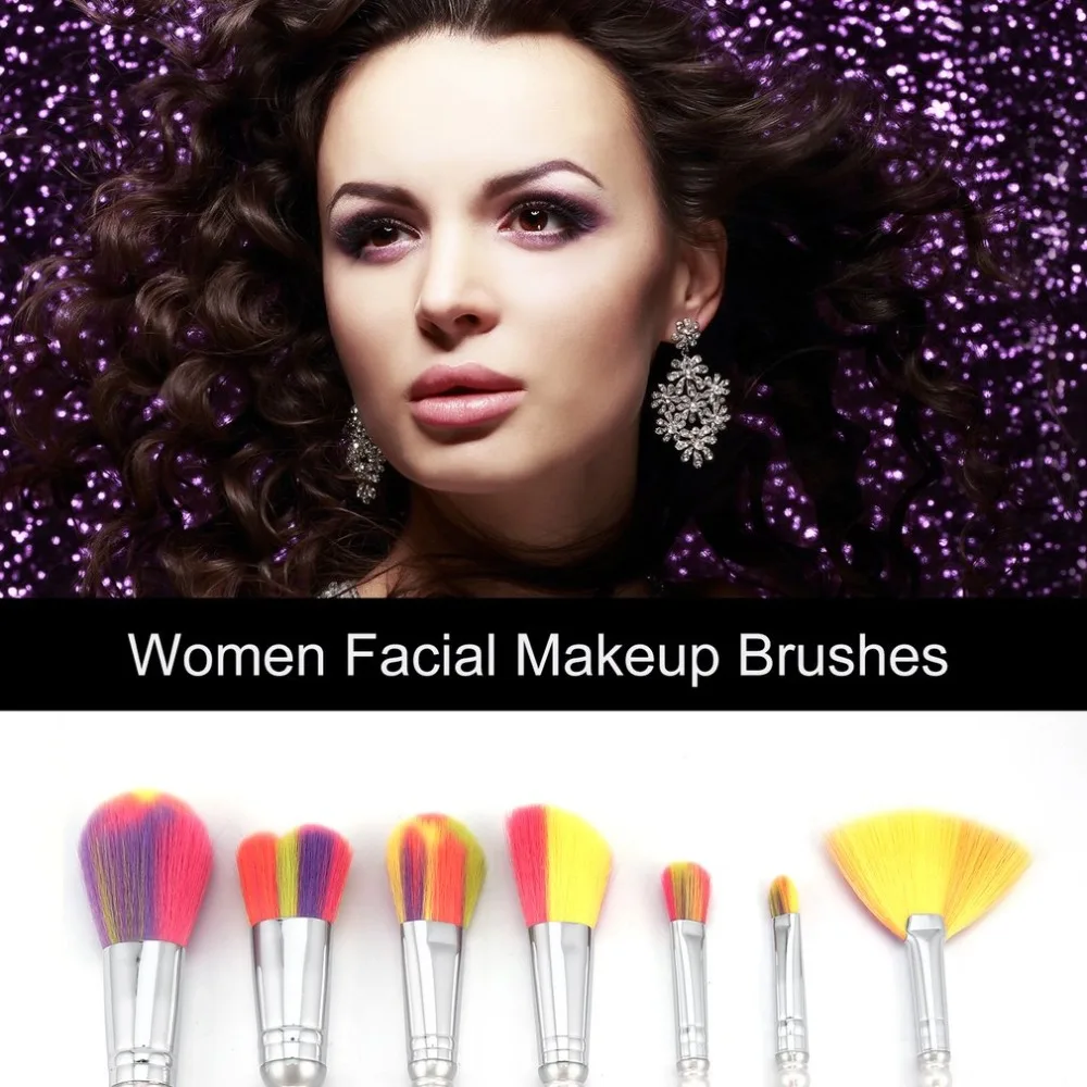 7 шт./компл. три цвета мягкие волосы пластиковая ручка красота макияж кисти