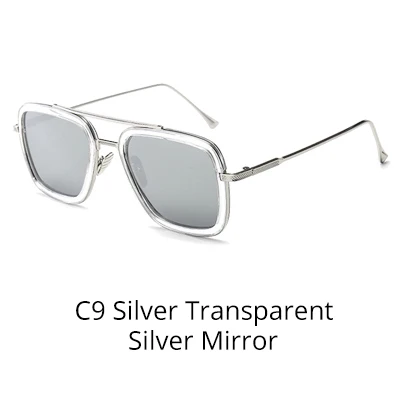 Silver Clear-Silver Tony Stark, солнцезащитное стекло, es, для мужчин, Ретро стиль, мужское стекло es iron man, 3 солнцезащитных стекла, желтый, красный, оттенков, мужские очки W66218 - Цвет линз: Silver Clear-Silver
