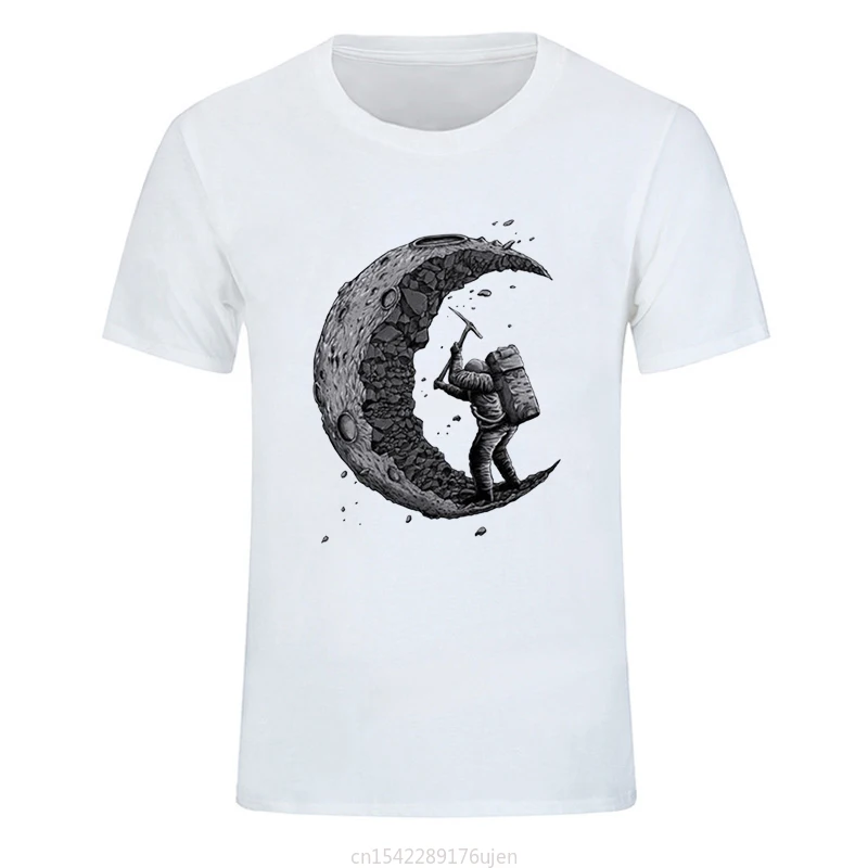 

Funny Mens O-neck T Shirts Digging The Moon Print Fashion Men's Tops Men T-shirt Cool Men Tshirt Male Men Tee Shirts Camiseta