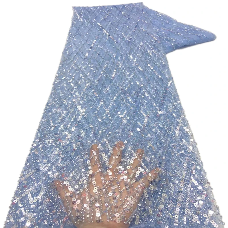 

African Embroidery Lace Fabric 2022 New Design With Sequins and sequins French Lace Fabric Materials For Sewing Clothes XZ-250