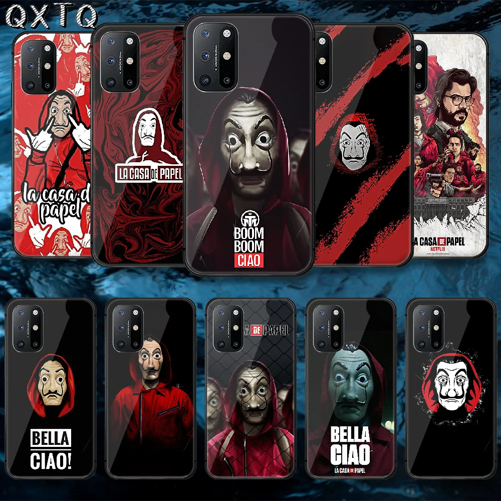 

QXTQ Money Spain TV Heist Tempered Glass Mobile Phone Bag Case Cover For Oneplus Oppo Realme Find X2 3 6 7 8 9 T Pro Nord Gt Neo