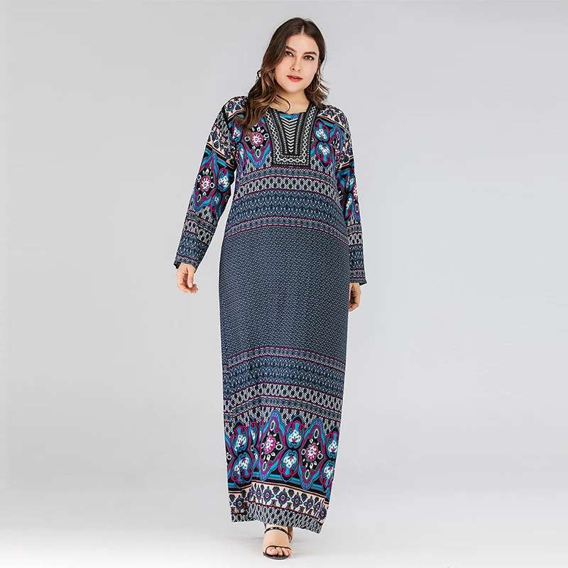 Абайя Дубай Арабский исламский Турция мусульманские женщины печатных Вышитые