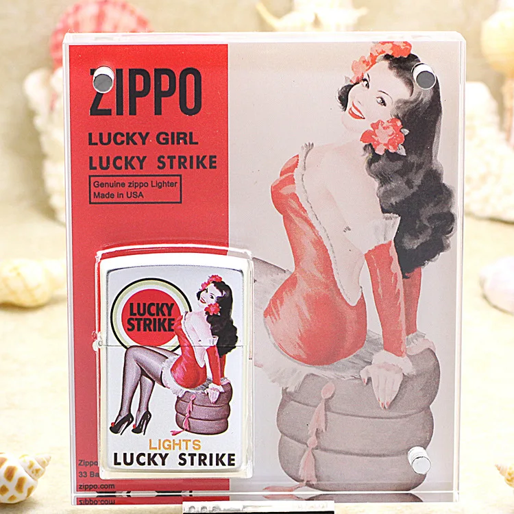 

Genuine Zippo oil lighter copper windproof Silver LUCKY STRIKE cigarette Kerosene lighters Gift With anti-counterfeiting code