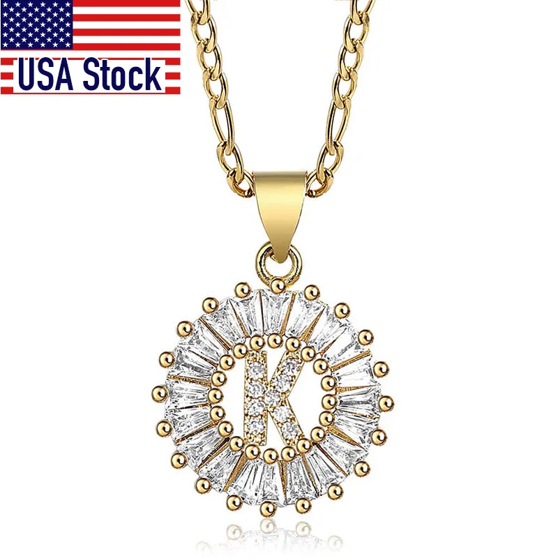 Модное CZ ожерелье с буквенным алфавитом цепочка из нержавеющей стали Фигаро