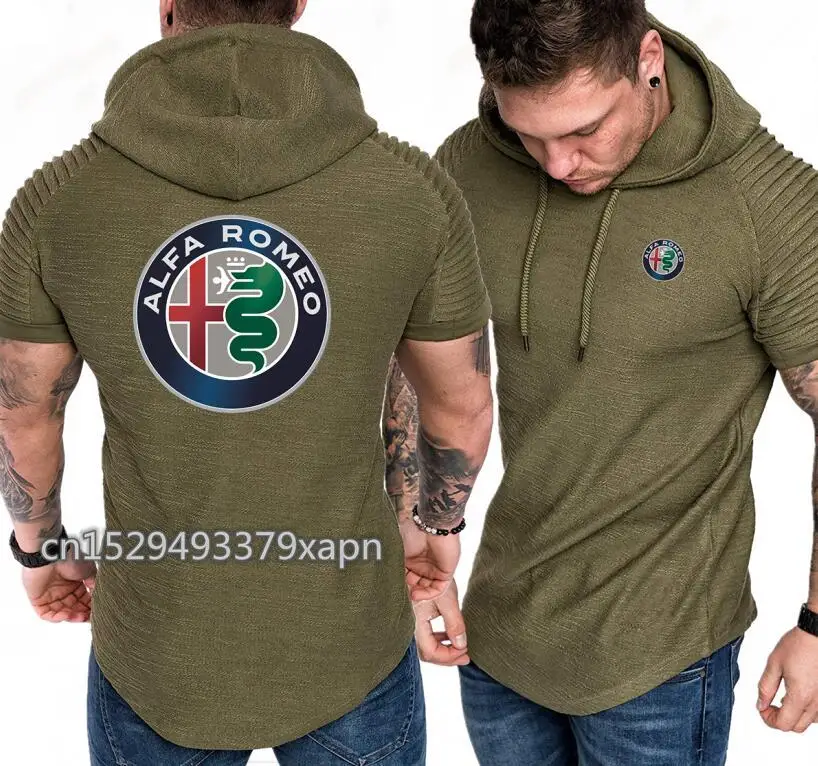 Мужская толстовка с капюшоном alfa romeo летняя коротким рукавом пуловер в стиле хип