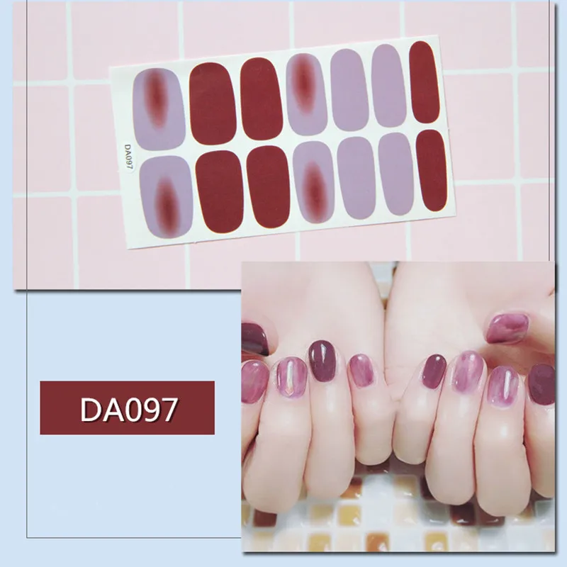 7 листов Блестящий лак для ногтей сопли наклейки предварительно разработанные