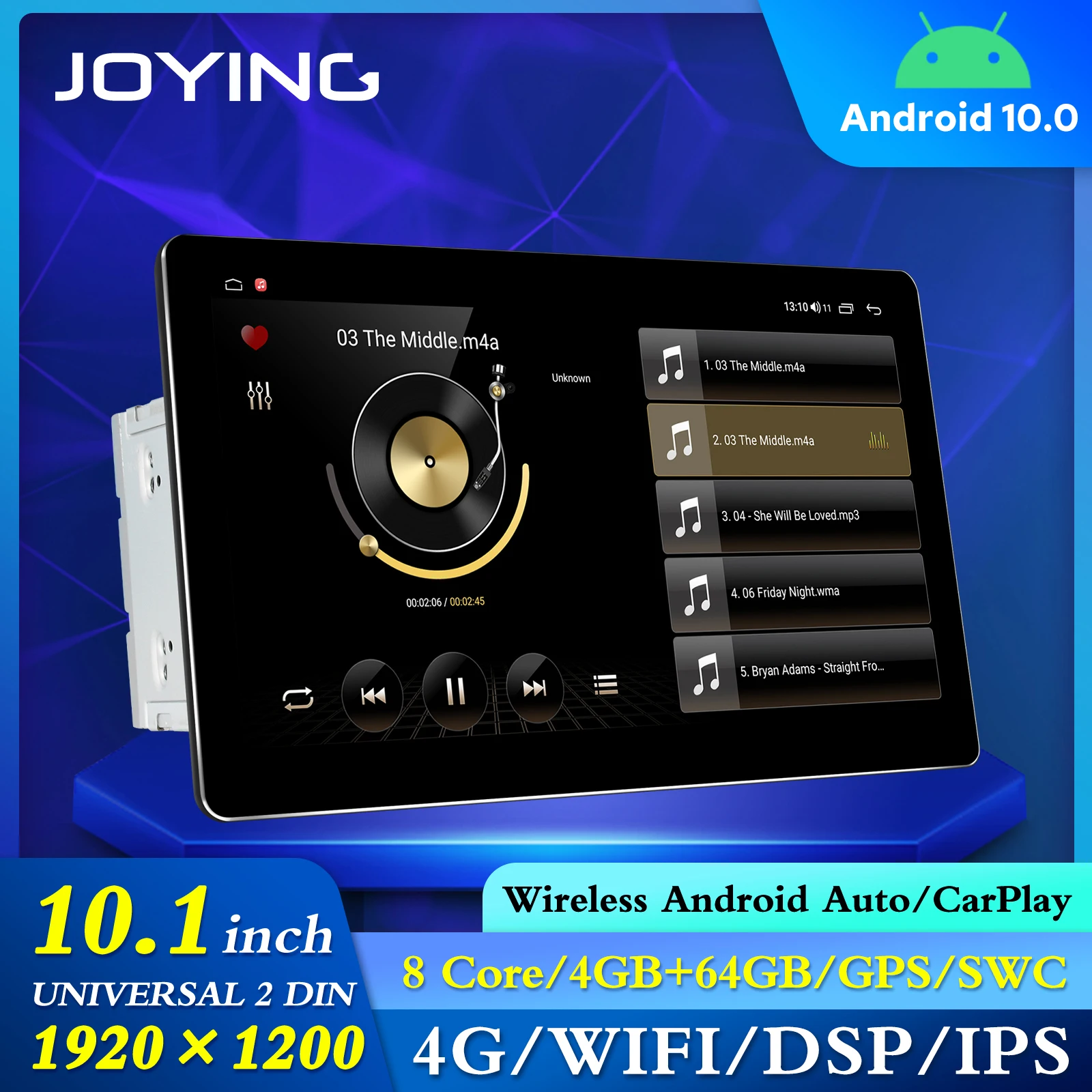 

Joying Radio Tape Recorder 2 din Android 10 Stereo Subwoofer 10.1” 6+128G Universal Multimedia Carplay Audio Car DVD Automotivo