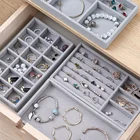 Бархатный лоток для хранения ювелирных украшений, подставка для ювелирных изделий, подставка для хранения серег, цепочек, колец, ящик-витрина, органайзер для ювелирных украшений