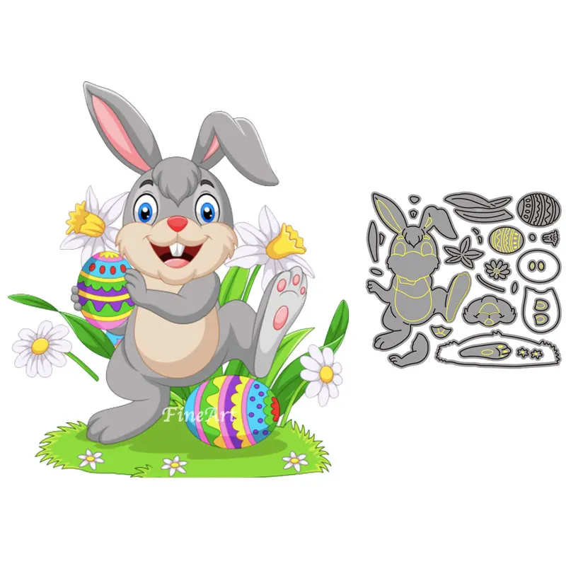 

easter rabbit dies scrapbooking bunny egg stencils craft dies stamp set diy mold for scrapbooking invitation die gift card deco
